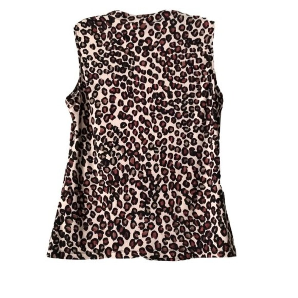 Donna Karan New York Leopard Print Twist Front Career Blouse M - Picture 3 of 7